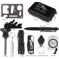 Emergency Survival Gear Kit 11in 1,Outdoor Multi-Purpose Tool compass fire starters flashlight Used Camping Gear kit